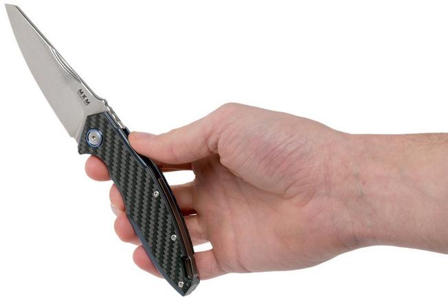 Image for MKM Raut VP01-CF Carbon fibre Front flipper pocket knife, Lucas Burnley design