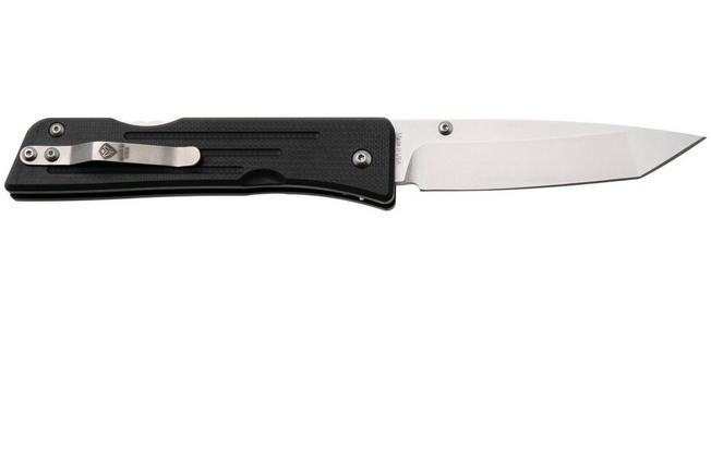 Bild für 1881 Knife Works Route 66, RT68-TB-BLCK-G10, Tumbled S45VN Tanto, Black G10 Taschenmesser, Greg Medford Design