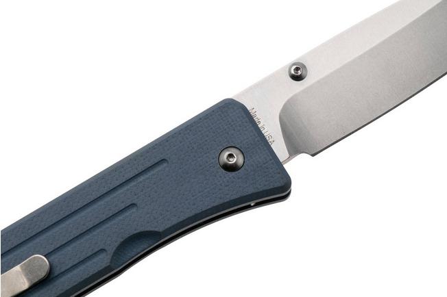 Bild für 1881 Knife Works Route 66, RT68-TB-DB-G10, Tumbled S45VN Tanto, Blue Denim G10 Taschenmesser, Greg Medford Design