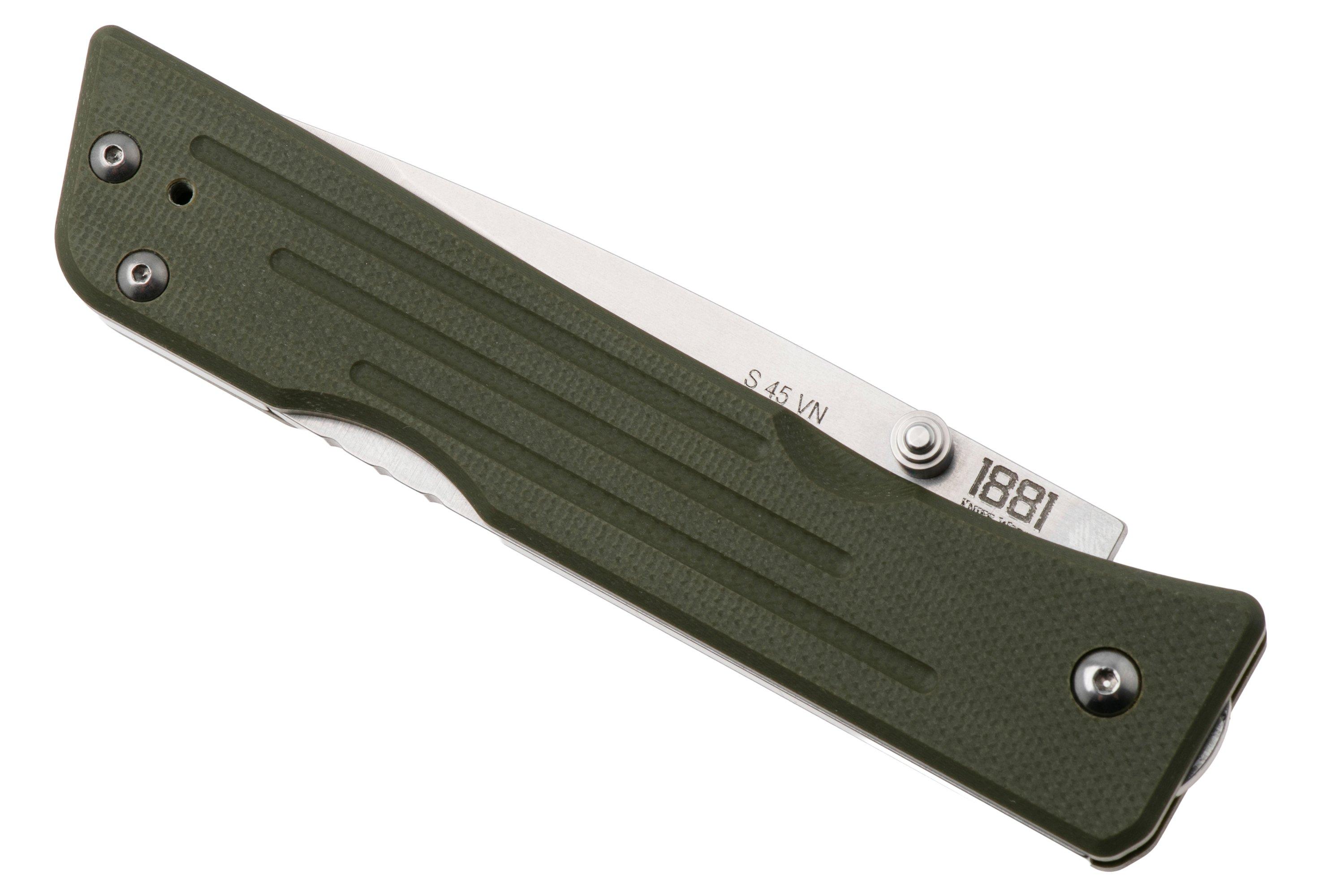 トントン 1881 Knife Works Route 66, RT68-TB-GRN-G10, Tumbled S45VN Tanto