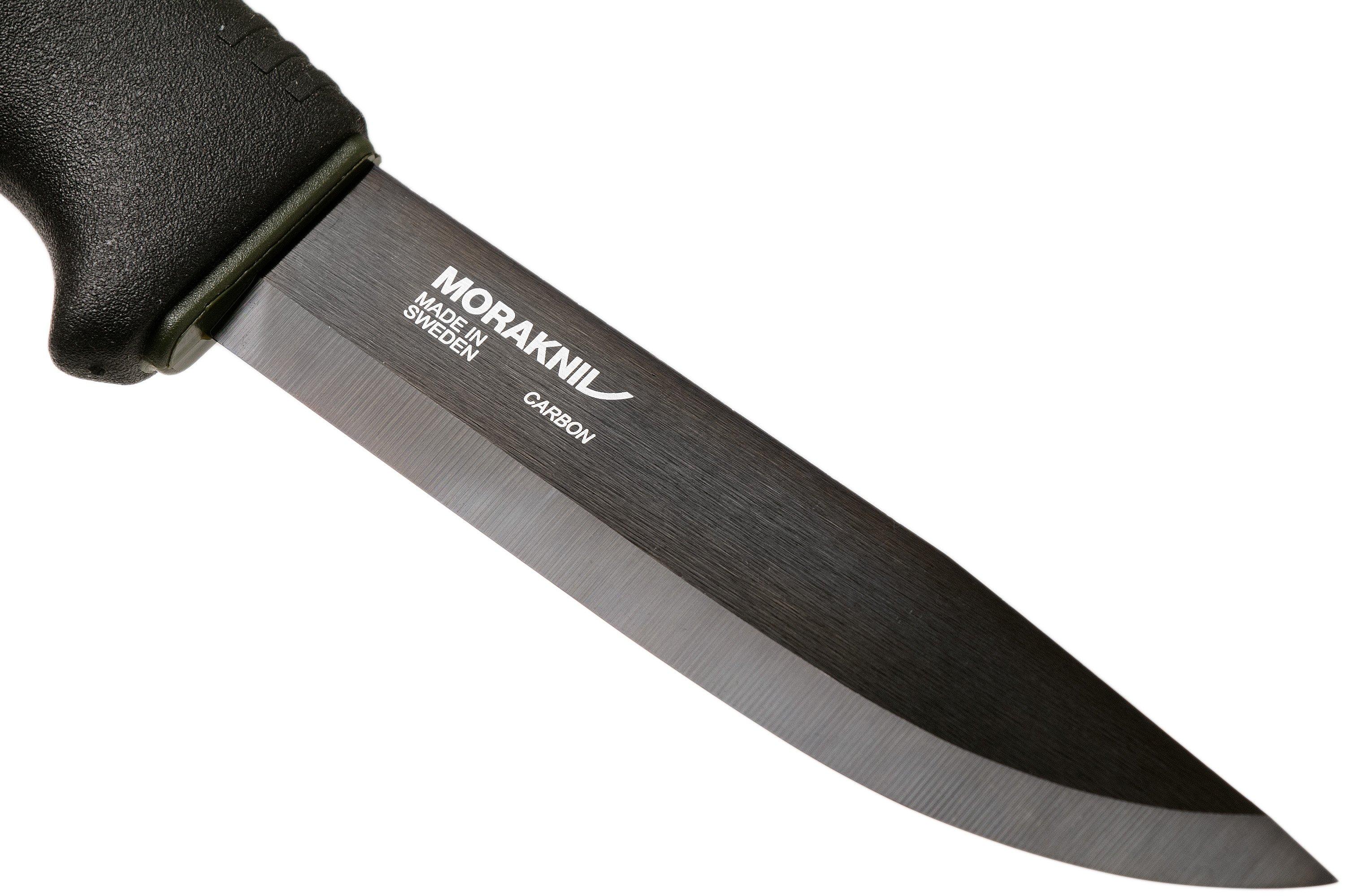 Morakniv Mora of Sweden Bushcraft Black Survival Knife 4.125 Black Carbon  Steel Blade, Fire Starter and Sheath, Black Rubberized Handle - KnifeCenter  - M-11742