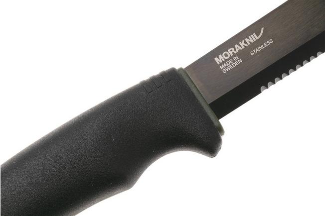 Afbeelding voor Mora Bushcraft Black SRT 12043, black DLC Serrated 12C27,bushcraftmes