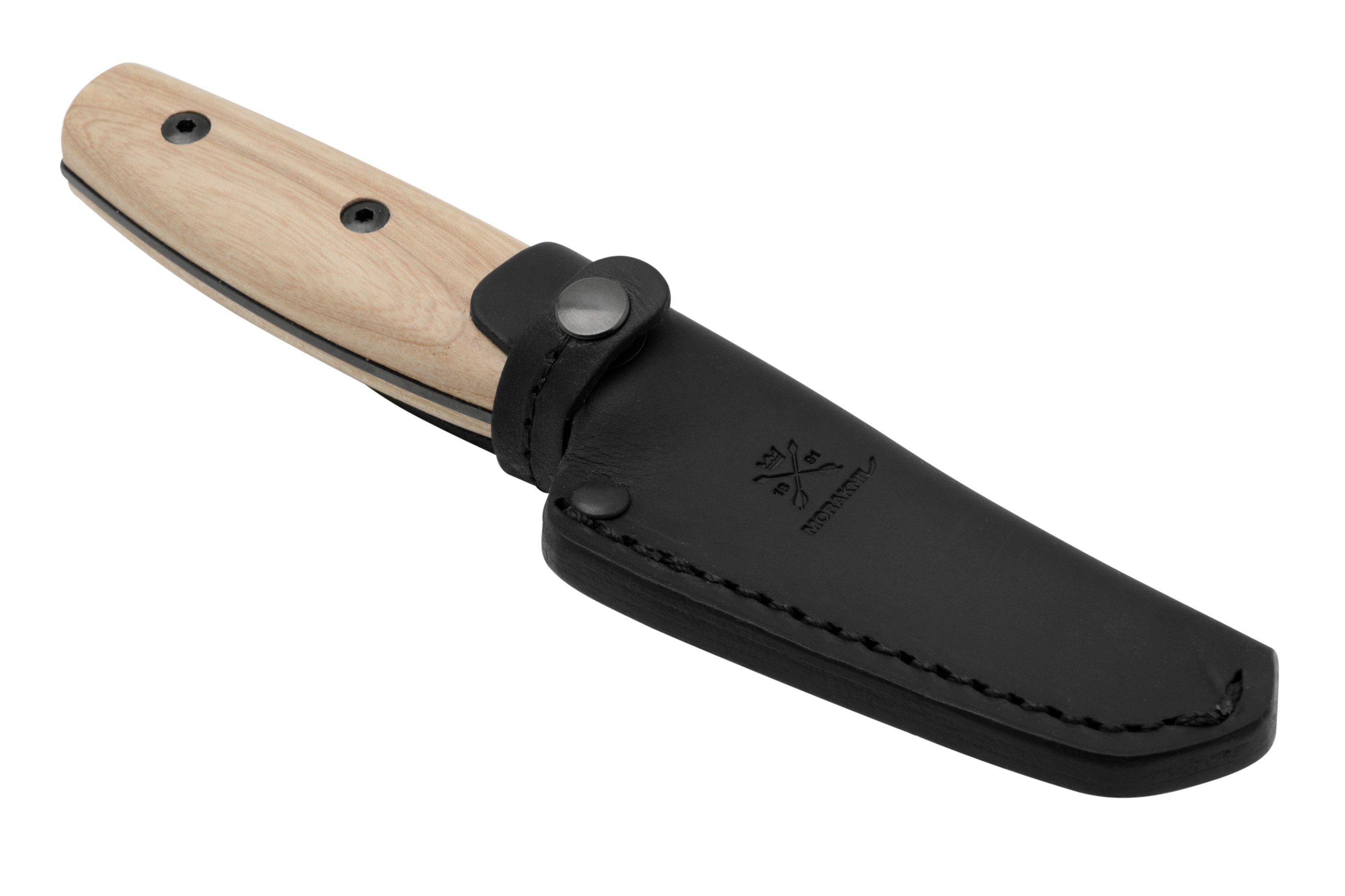 Morakniv Finn Black Blade - Ash Wood Handle - Leather Sheath - DLT