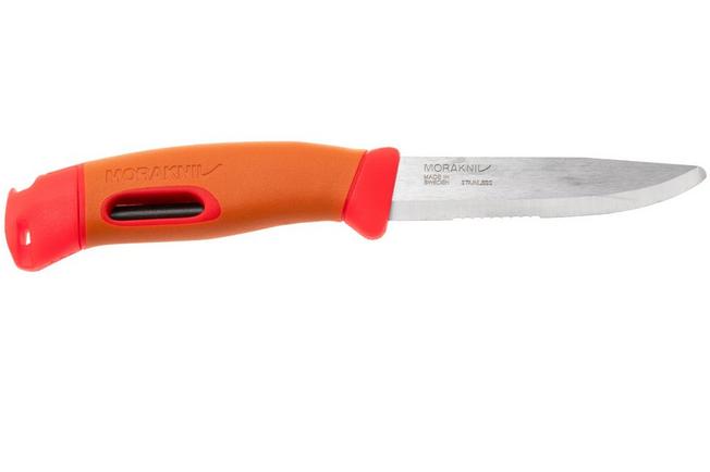 Bild für Morakniv Companion Spark Emergency (S) 14478 Orange/Red, Bushcraft Messer mit Feuerstahl, Teilwellenschliff