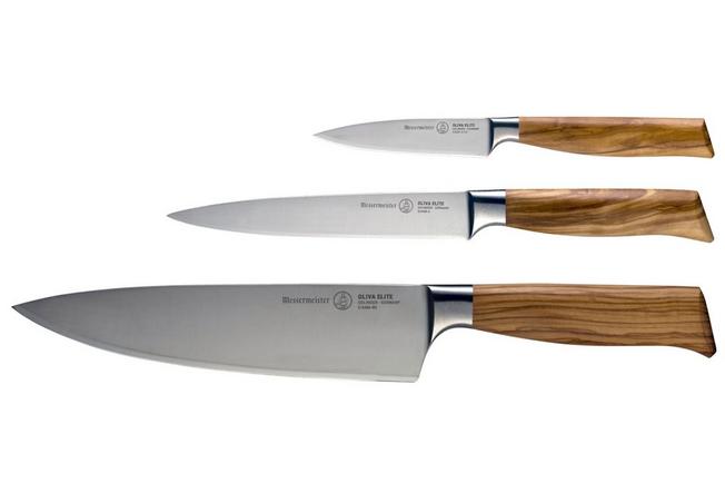 Image pour Messermeister Oliva Elite E-6000-3S, set de 3 couteaux avec couteau de chef, couteau universel et couteau à éplucher