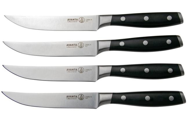 Messermeister Avanta L7684-5-4S, 4-piece steak knife set, black