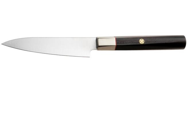 Afbeelding voor Mcusta Zanmai Petty KH-4001S Ginsan Silver 3, Ebony Pakka Handle, Knivesandtools Exclusive, petty universeelmes, 12 cm