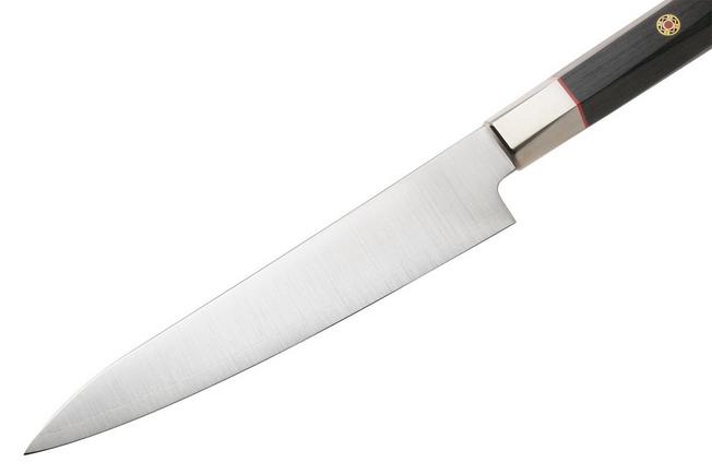 Afbeelding voor Mcusta Zanmai Petty KH-4002S Ginsan Silver 3, Ebony Pakka Handle, Knivesandtools Exclusive, petty universeelmes, 16 cm