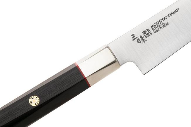 Afbeelding voor Mcusta Zanmai Petty KH-4002S Ginsan Silver 3, Ebony Pakka Handle, Knivesandtools Exclusive, petty universeelmes, 16 cm