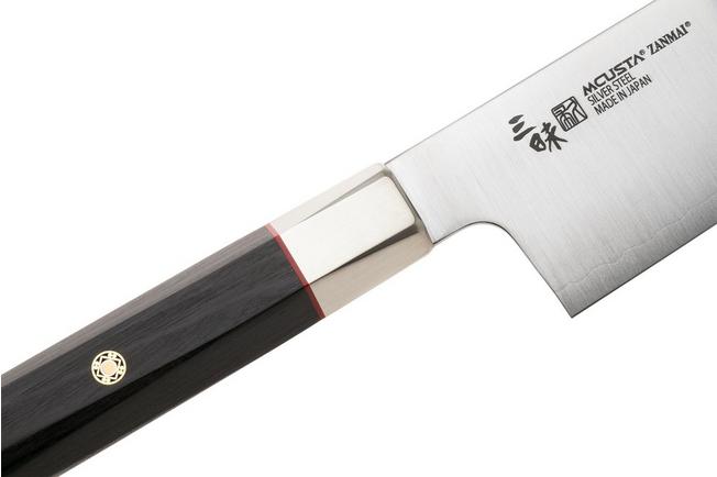Afbeelding voor Mcusta Zanmai Santoku KH-4003S Ginsan Silver 3, Ebony Pakka Handle, Knivesandtools Exclusive, santoku, 19.5 cm
