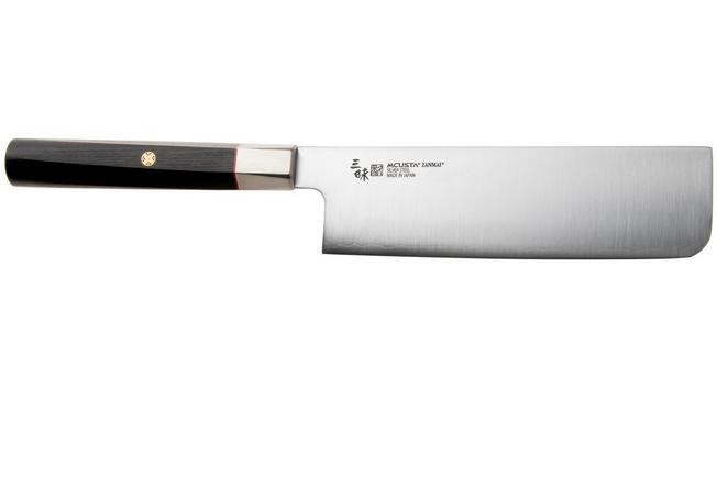 Afbeelding voor Mcusta Zanmai Nakiri KH-4008S Ginsan Silver 3, Ebony Pakka Handle, Knivesandtools Exclusive, nakiri, 18 cm