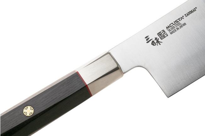 Afbeelding voor Mcusta Zanmai Nakiri KH-4008S Ginsan Silver 3, Ebony Pakka Handle, Knivesandtools Exclusive, nakiri, 18 cm