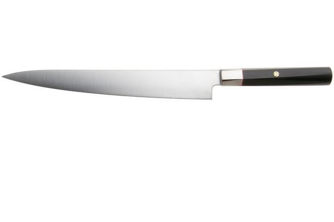 Afbeelding voor Mcusta Zanmai Sujihiki KH-4010S Ginsan Silver 3, Ebony Pakka Handle, Knivesandtools Exclusive, sujihiki, 25 cm