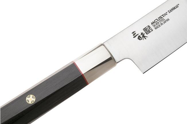 Afbeelding voor Mcusta Zanmai Sujihiki KH-4010S Ginsan Silver 3, Ebony Pakka Handle, Knivesandtools Exclusive, sujihiki, 25 cm