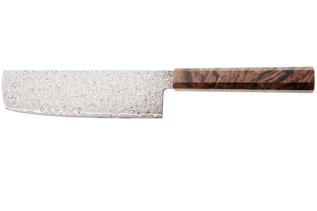 Afbeelding voor Musashi H924-1 Damascus VG-10, Brown Birch, nakiri, 16.5 cm
