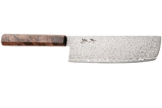 Afbeelding voor Musashi H924-1 Damascus VG-10, Brown Birch, nakiri, 16.5 cm