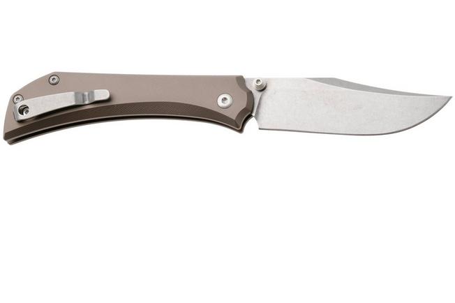 Afbeelding voor Mercury Amon 9AMN-ALTIT-C Stonewashed Elmax, Champagne Anodized Aluminium, zakmes, Denis Simonutti design 