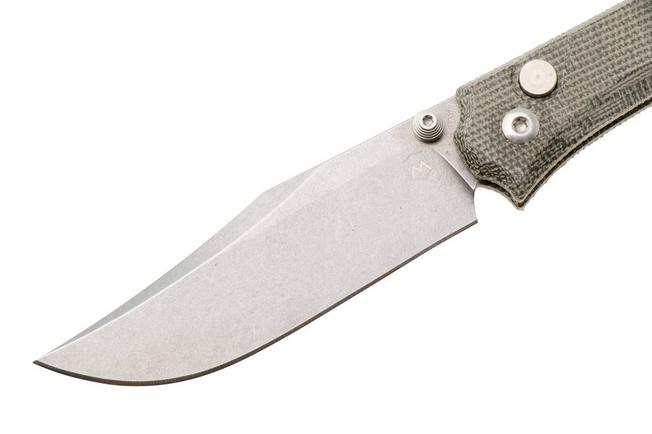 Afbeelding voor Mercury Amon 9AMN-GC-C Stonewashed Elmax, Green Canvas Micarta, zakmes, Denis Simonutti design