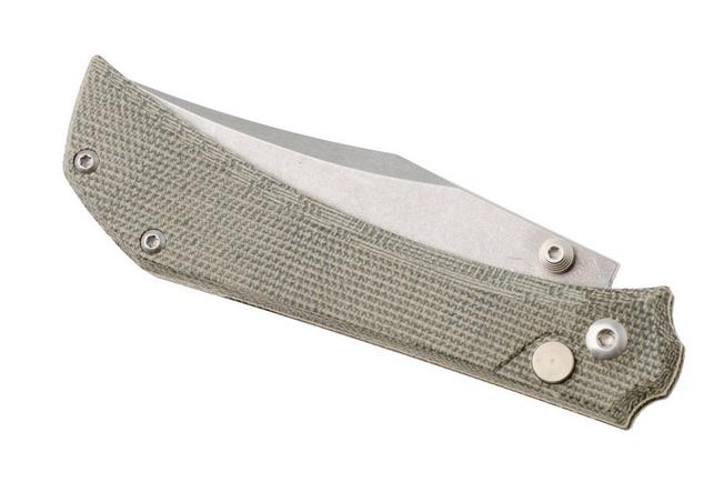 Afbeelding voor Mercury Amon 9AMN-GC-C Stonewashed Elmax, Green Canvas Micarta, zakmes, Denis Simonutti design