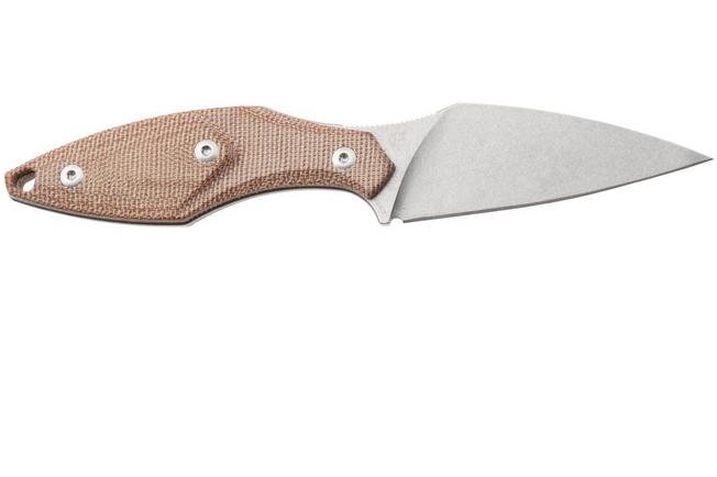 Afbeelding voor Mercury Hawky 9AWK-NCF-C Stonewashed M390, Natural Canvas Micarta, vaststaand mes