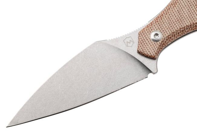 Afbeelding voor Mercury Hawky 9AWK-NCF-C Stonewashed M390, Natural Canvas Micarta, vaststaand mes