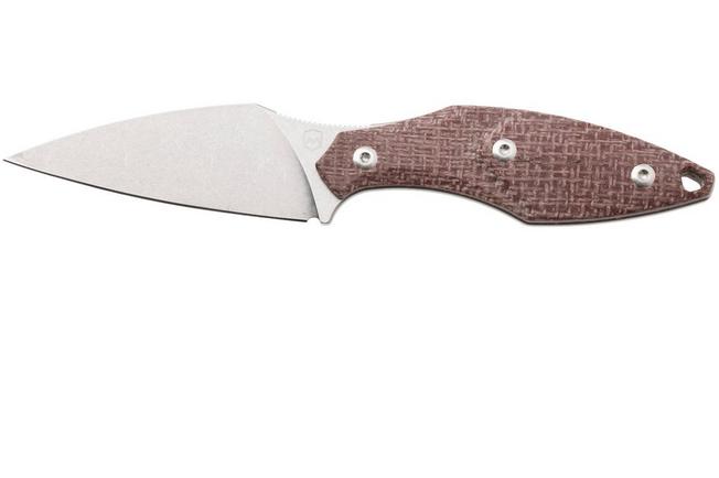 Afbeelding voor Mercury Hawky 9AWK-RBF-C Stonewashed M390, Red Burlap Micarta, vaststaand mes