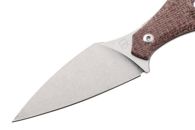 Afbeelding voor Mercury Hawky 9AWK-RBF-C Stonewashed M390, Red Burlap Micarta, vaststaand mes
