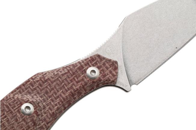 Afbeelding voor Mercury Hawky 9AWK-RBF-C Stonewashed M390, Red Burlap Micarta, vaststaand mes