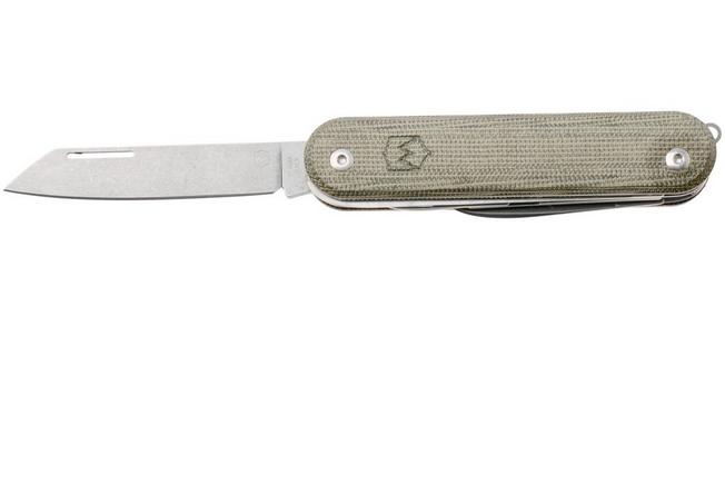Afbeelding voor Mercury Duca 5 9DUCA5GC-C Stonewashed Elmax, Green Canvas Micarta, zakmes