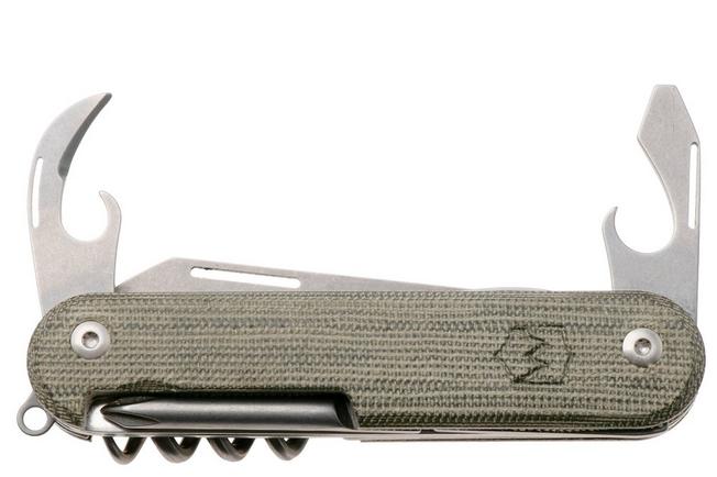 Afbeelding voor Mercury Duca 7 9DUCA7GC-C Stonewashed Elmax, Green Canvas Micarta, zakmes