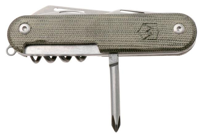 Afbeelding voor Mercury Duca 8 9DUCA8GC-C Stonewashed Elmax, Green Canvas Micarta, zakmes