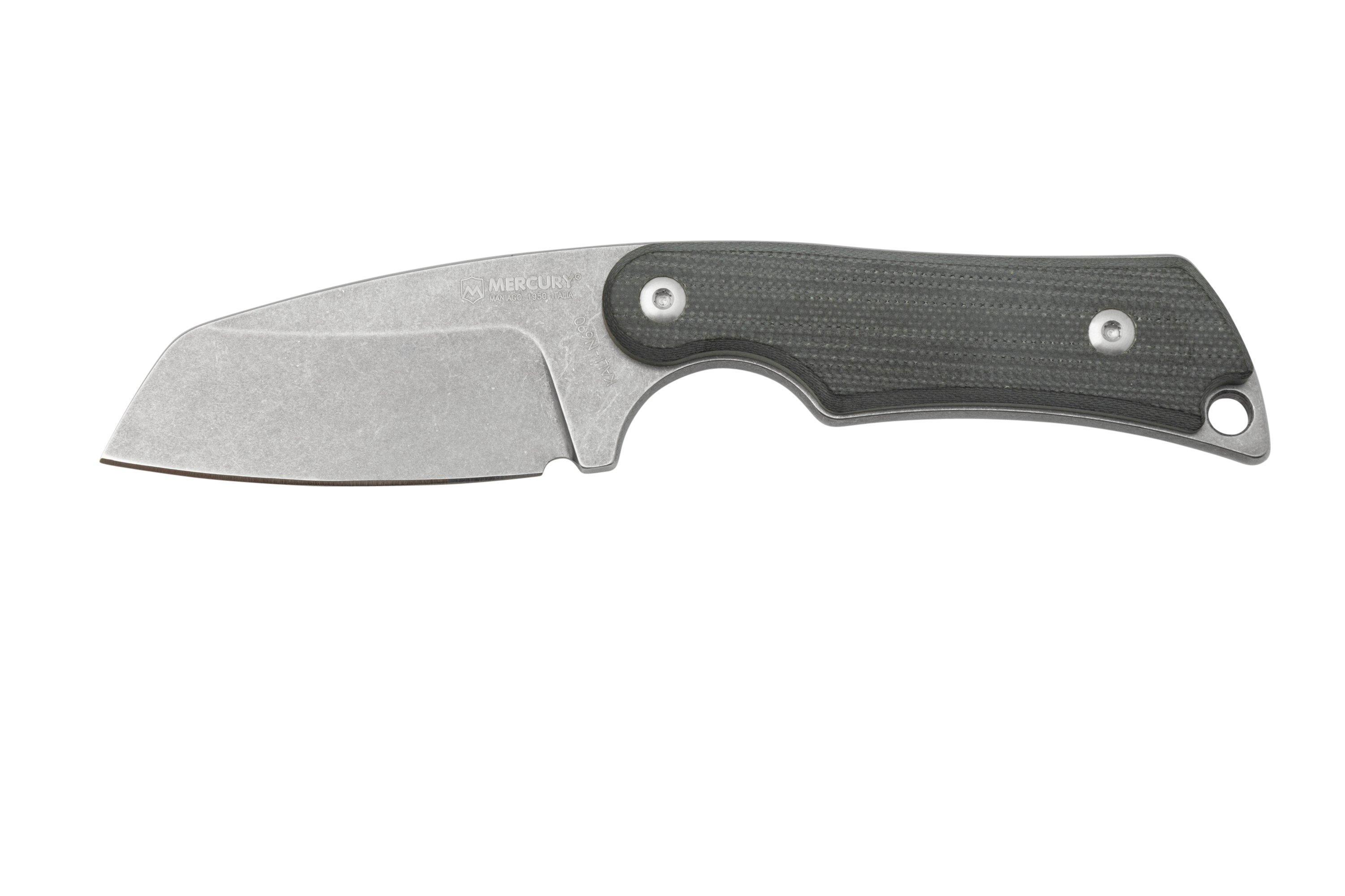 Mercury Kali N690 Stonewashed Sheepsfoot, Black G10, fixed knife