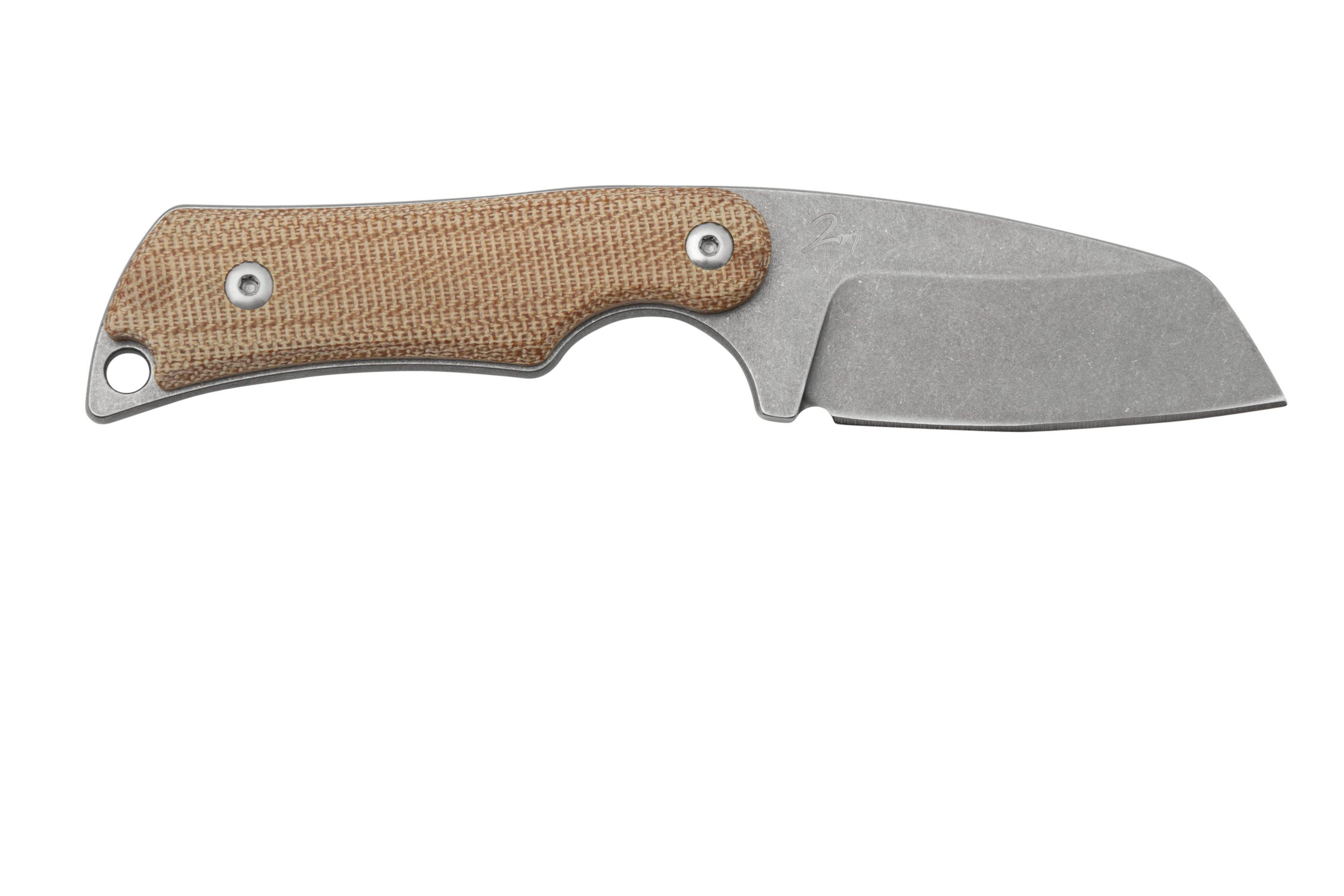 Mercury Kali N690 Stonewashed Sheepsfoot, Natural Canvas Micarta