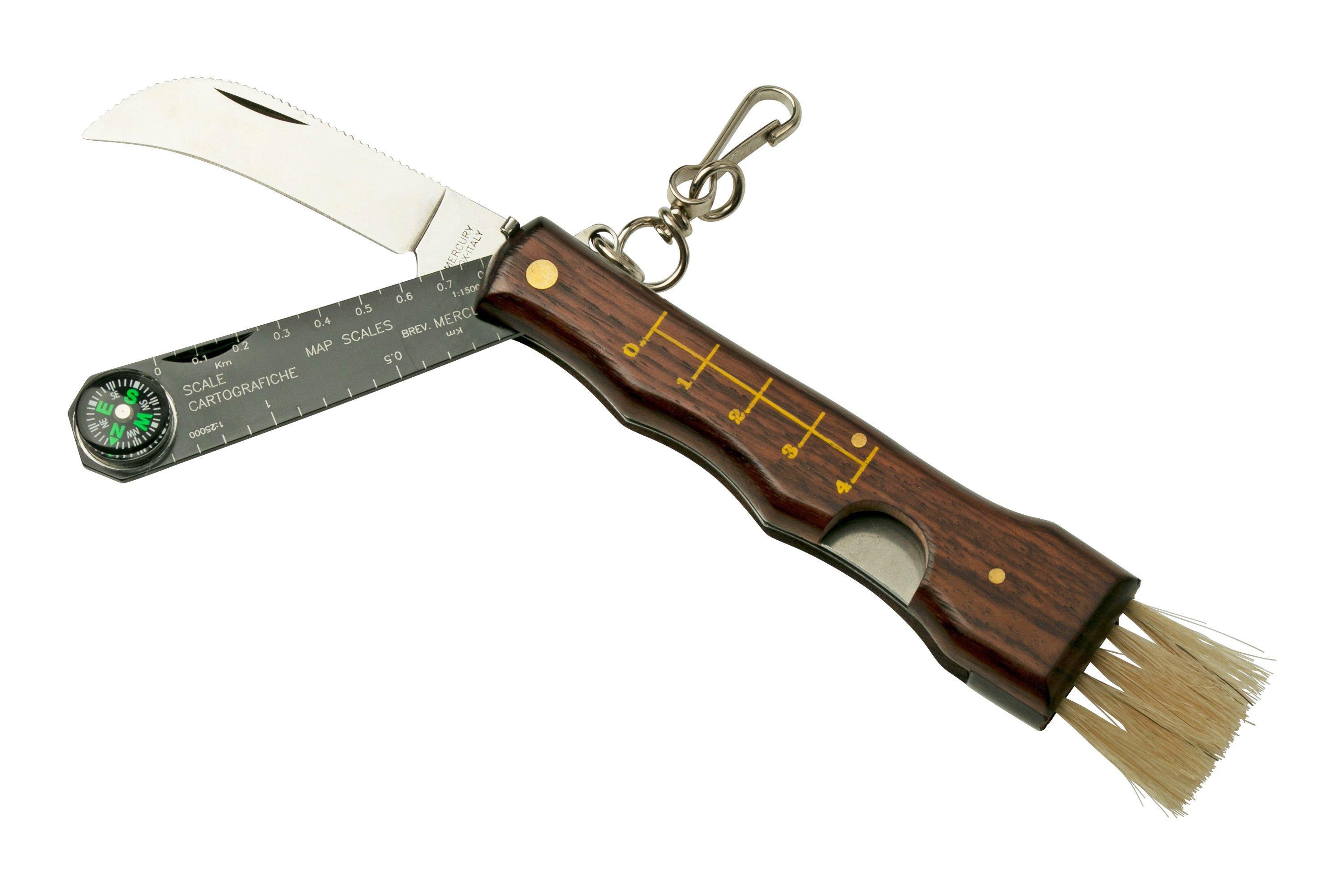 Coltello Per Funghi Pieghevole 21 Cm Con Spazzola In Setola Di Cinghiale – Lama In Acciaio Inox Curva E Righello – Per Raccolta Funghi E Tartufi – Manico In Legno - 4