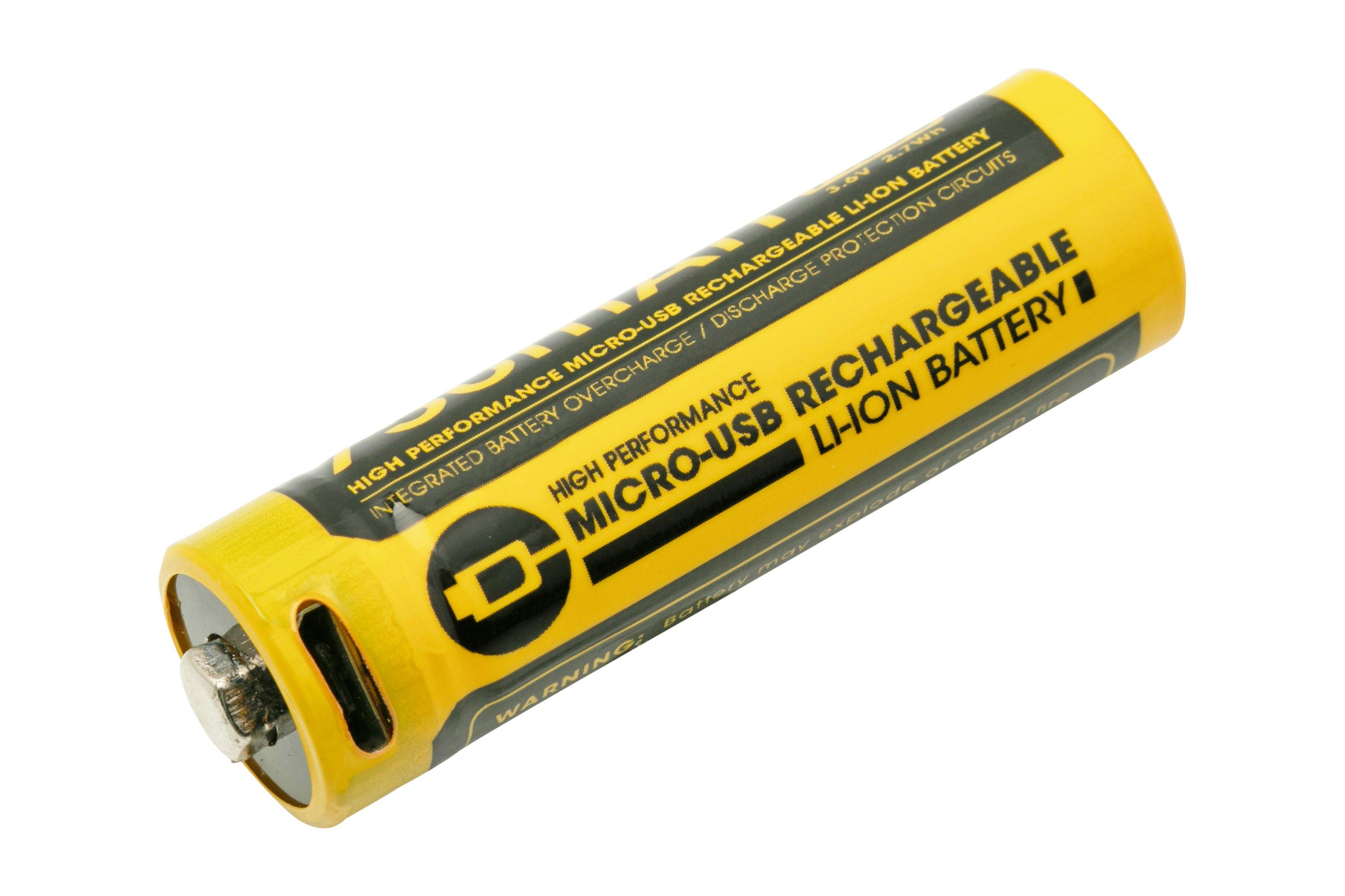 Nitecore MicroUSB rechargeable NL1475R 14500 Liion battery, 750 mAh