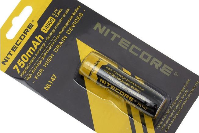 huren Inspecteur ik klaag Nitecore 14500 battery NL147, 750mAh Li-ion button top | Advantageously  shopping at Knivesandtools.com