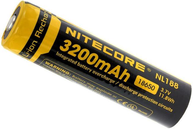 NiteCore accu de type 18650, 3200 mAh, Button Top  Achetez à prix  avantageux chez knivesandtools.be
