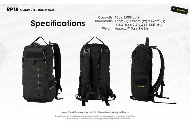 Afbeelding voor Nitecore BP18 Black 500D Nylon, rugzak, 18 liter 