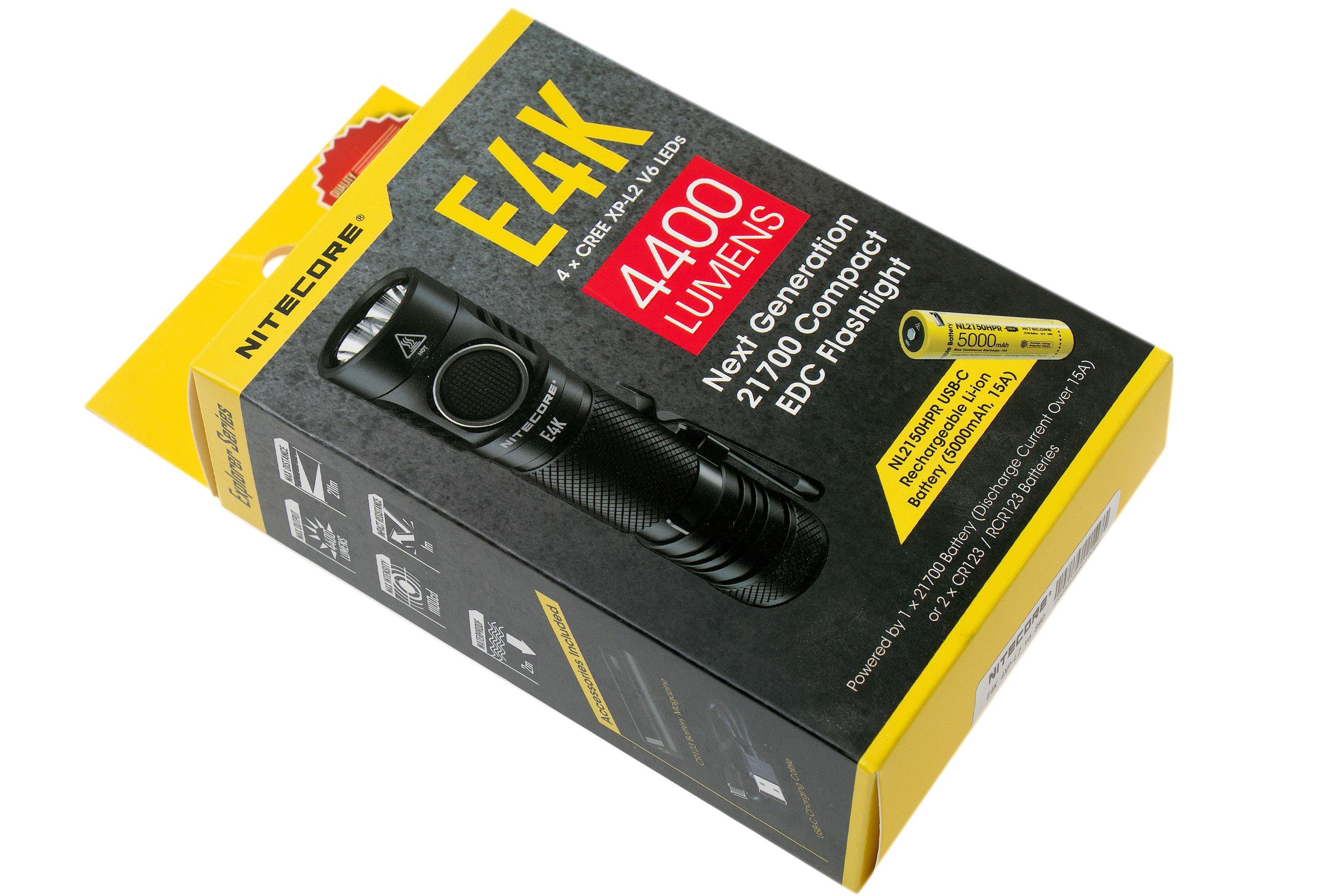 Nitecore E4K flashlight incl. NL2150HPR rechargeable battery