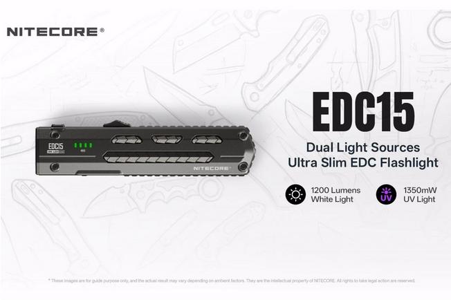 Afbeelding voor Nitecore EDC15 Dual Light Sources Ultra Slim zaklamp, 1200 lumen