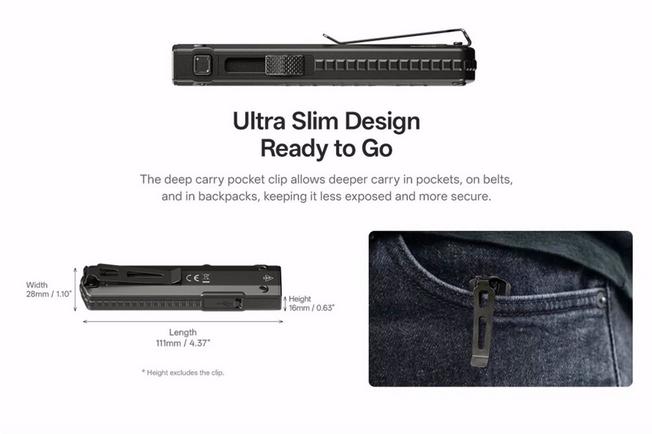 Afbeelding voor Nitecore EDC15 Dual Light Sources Ultra Slim zaklamp, 1200 lumen