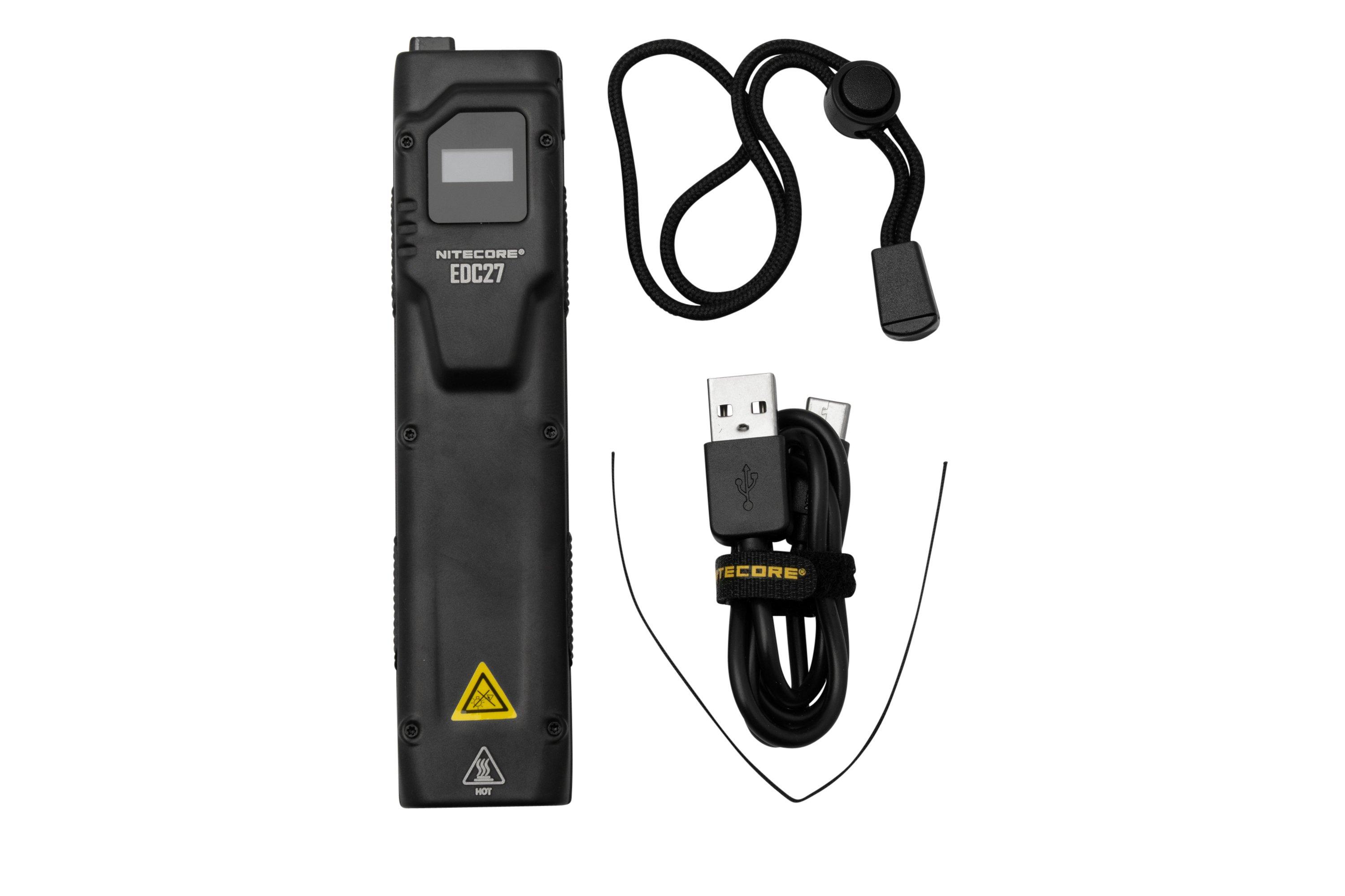 Nitecore EDC27 Every Day Carry Rechargeable Flashlight - 3000 Lumens  w/Eco-Sensa USB-C Charging Cable