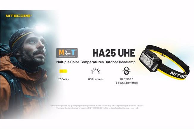 Afbeelding voor Nitecore HA25 UHE Multiple Color Temperatures, oplaadbare hoofdlamp, 800 lumen