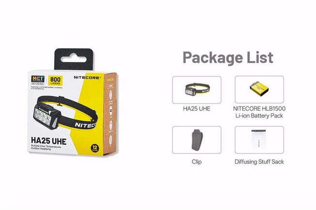 Afbeelding voor Nitecore HA25 UHE Multiple Color Temperatures, oplaadbare hoofdlamp, 800 lumen