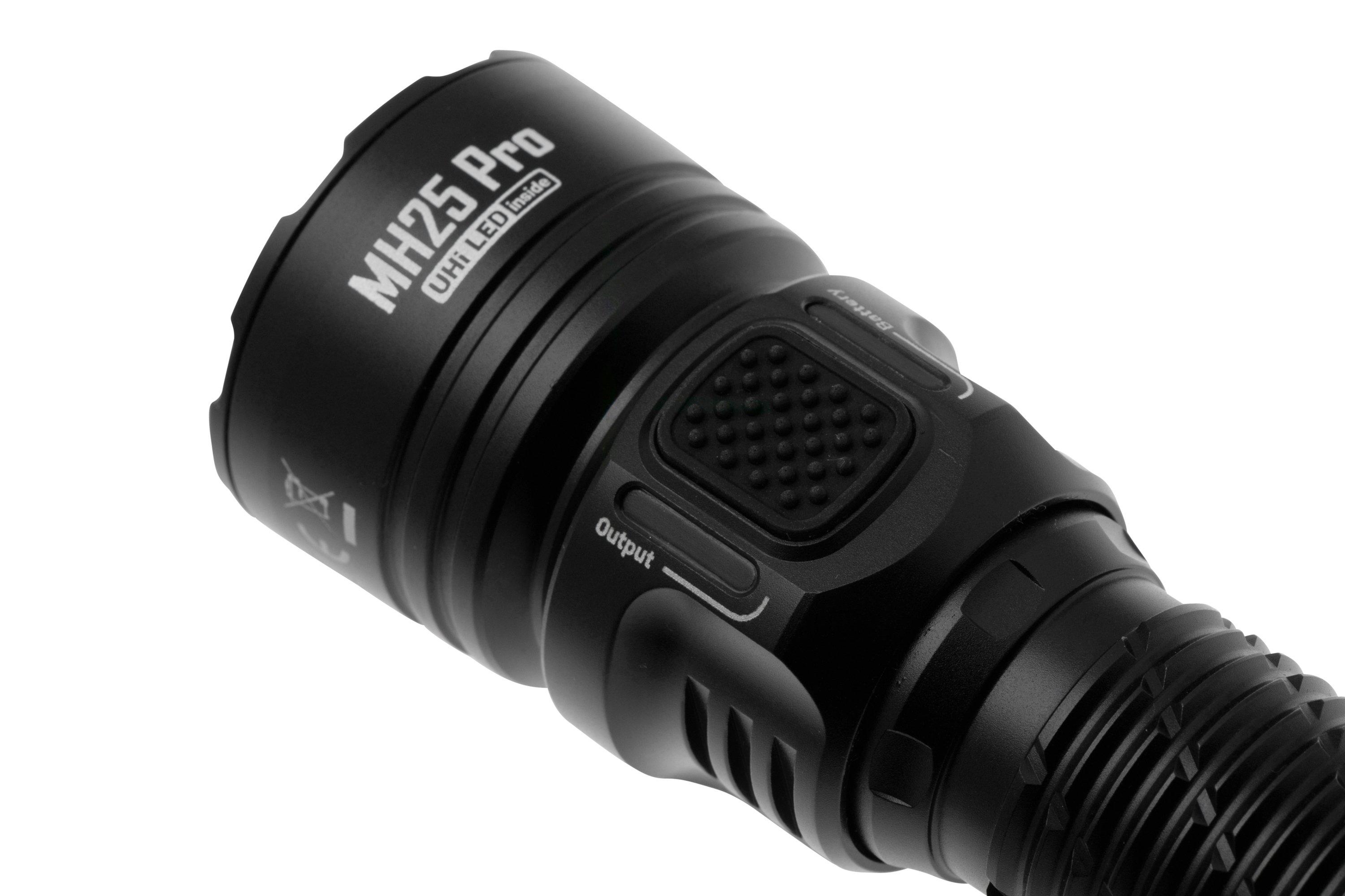 MH25PRO flashlight 3300LM power indicator and battery–NITECORE BELUX