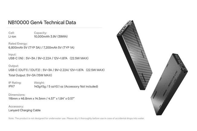 Imagen para Nitecore NB10000 Gen4 Ultra Lightweight Powerbank, batería externa, 10 000 mAh