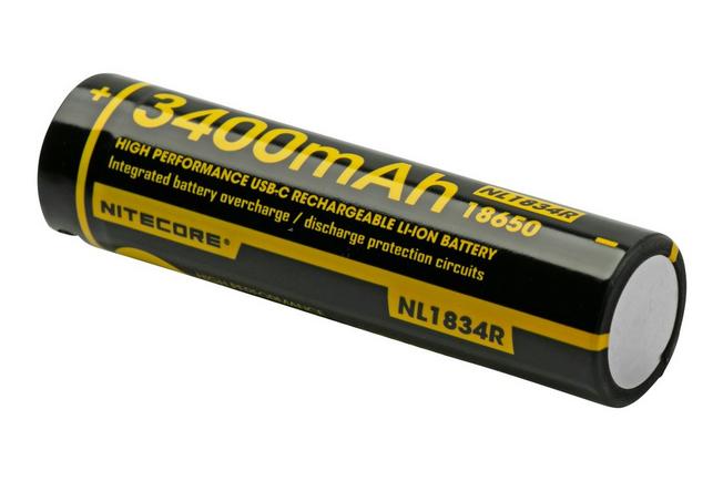 Nitecore NL1834R USB-C, Batería 18650 con puerto usb-c, 3400 mAh