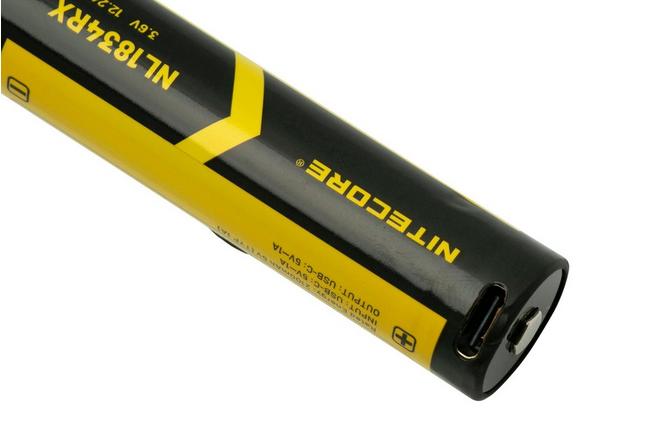 NiteCore NL1834RX Micro-USB rechargeable 18650 Li-ion battery, 3400mAh