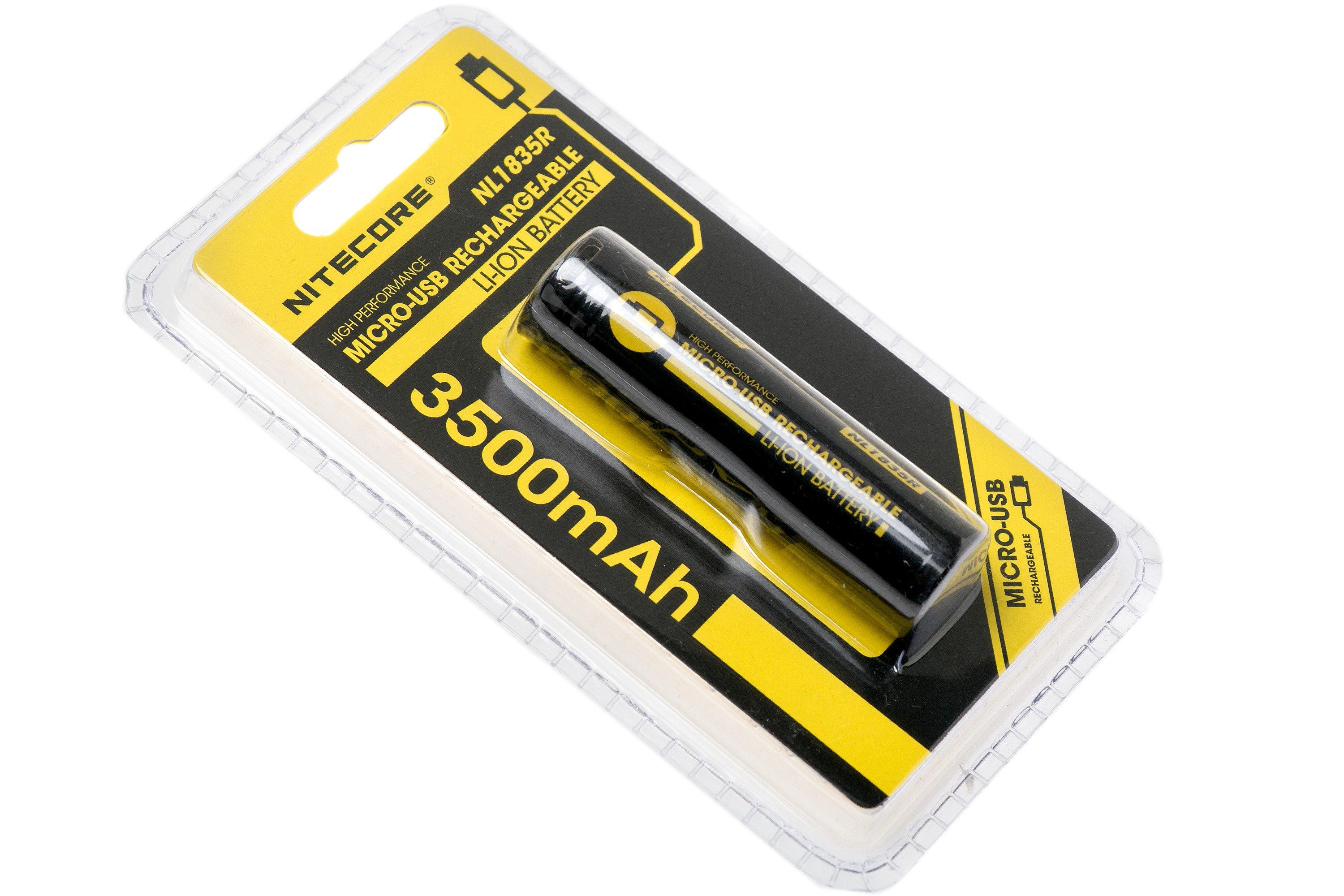 NiteCore NL1835R Accu 18650 Li-ion rechargeable par micro-USB