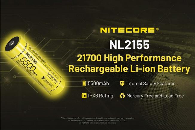 Image pour Nitecore NL2155 21700 batterie Li-ion rechargeable, 5500 mAh